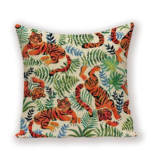 Green  Tiger Animal Pillow Cover 45*45 Jungle