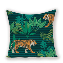 Load image into Gallery viewer, Green  Tiger Animal Pillow Cover 45*45 Jungle
