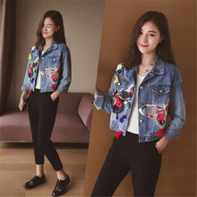 Load image into Gallery viewer, Fashion Denim Jacket 2019 Women Denim Jackets Bomber Pattern Embroidery Coat Loose Casual Bf Harajuku Female Jeans Jacket
