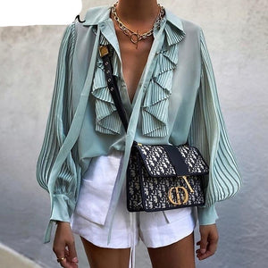 Cascading ruffle Boho Chic blouse