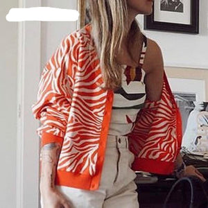 Paulina Orange zebra knitted cardigan