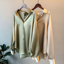 Load image into Gallery viewer, Long sleeve Satin shirt for women autumn 2020  Casual Tops Female Fashion Elegant Chiffon Blouses Shirt Office
