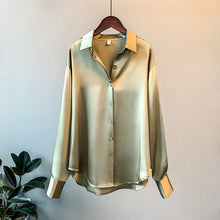 Load image into Gallery viewer, Long sleeve Satin shirt for women autumn 2020  Casual Tops Female Fashion Elegant Chiffon Blouses Shirt Office
