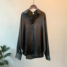 Load image into Gallery viewer, Long sleeve Satin shirt for women autumn 2020  Casual Tops Female Fashion Elegant Chiffon Blouses Shirt Office
