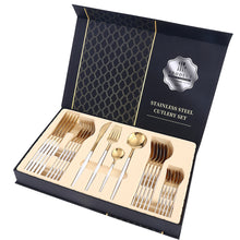 Load image into Gallery viewer, LUXURY 24pcs Knife Fork Spoon Gold  Set
