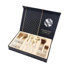 Load image into Gallery viewer, LUXURY 24pcs Knife Fork Spoon Gold  Set
