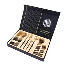 Load image into Gallery viewer, LUXURY 24pcs Knife Fork Spoon Gold  Set
