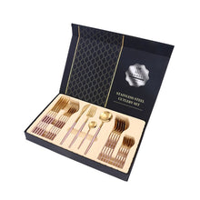 Load image into Gallery viewer, LUXURY 24pcs Knife Fork Spoon Gold  Set

