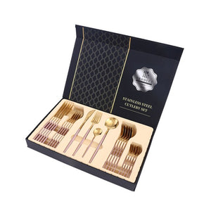 LUXURY 24pcs Knife Fork Spoon Gold  Set