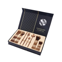 Load image into Gallery viewer, LUXURY 24pcs Knife Fork Spoon Gold  Set
