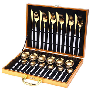 Luxury 24Pcs/set Gold Cutlery Silverware Set