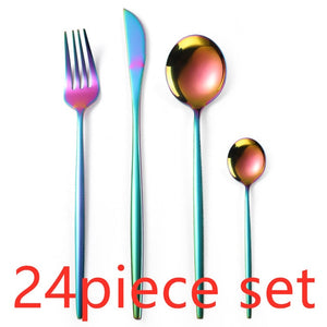 Luxury 24Pcs/set Gold Cutlery Silverware Set