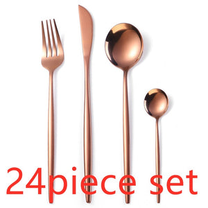 Luxury 24Pcs/set Gold Cutlery Silverware Set