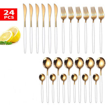 Load image into Gallery viewer, Luxury 24Pcs/set Gold Cutlery Silverware Set
