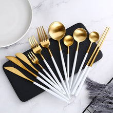 Load image into Gallery viewer, White &amp; Gold Dinnerware
