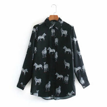 Load image into Gallery viewer, Clementina green zebra print shirt
