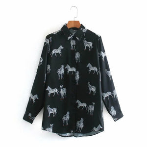 Clementina green zebra print shirt