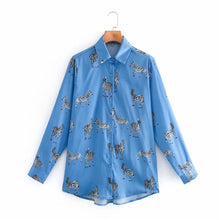 Load image into Gallery viewer, Clementina green zebra print shirt
