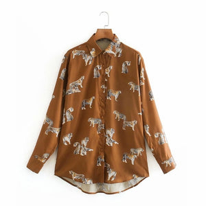 Clementina green zebra print shirt