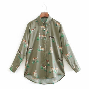 Clementina green zebra print shirt