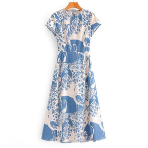 Lulu light blue bird dress