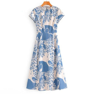 Lulu light blue bird dress