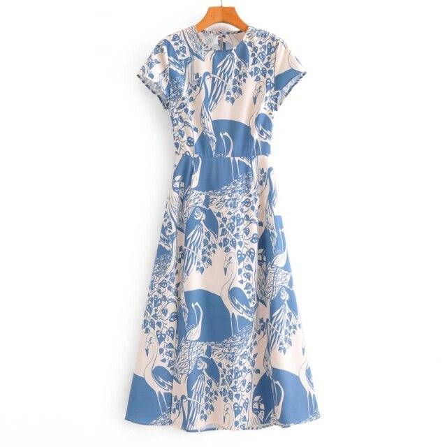 Lulu light blue bird dress