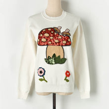 Load image into Gallery viewer, Boho Anthro Sequined Mushroom  Knitted Sweater
