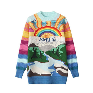 Oversized Sweater Fashion Rainbow