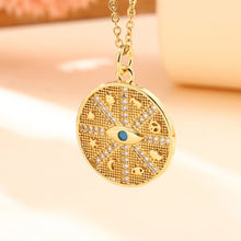 Load image into Gallery viewer, Vintage Stainless Steel Chain Copper Gold Plated Demon Eye Pendant Necklace For Women Charm Female Religious Belief Jewelry

