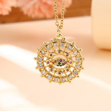 Load image into Gallery viewer, Vintage Stainless Steel Chain Copper Gold Plated Demon Eye Pendant Necklace For Women Charm Female Religious Belief Jewelry
