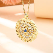 Load image into Gallery viewer, Vintage Stainless Steel Chain Copper Gold Plated Demon Eye Pendant Necklace For Women Charm Female Religious Belief Jewelry
