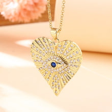 Load image into Gallery viewer, Vintage Stainless Steel Chain Copper Gold Plated Demon Eye Pendant Necklace For Women Charm Female Religious Belief Jewelry
