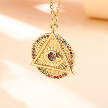 Load image into Gallery viewer, Vintage Stainless Steel Chain Copper Gold Plated Demon Eye Pendant Necklace For Women Charm Female Religious Belief Jewelry
