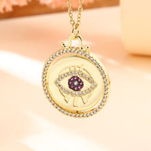 Load image into Gallery viewer, Vintage Stainless Steel Chain Copper Gold Plated Demon Eye Pendant Necklace For Women Charm Female Religious Belief Jewelry
