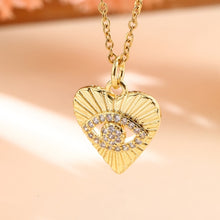 Load image into Gallery viewer, Vintage Stainless Steel Chain Copper Gold Plated Demon Eye Pendant Necklace For Women Charm Female Religious Belief Jewelry
