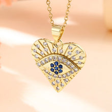 Load image into Gallery viewer, Vintage Stainless Steel Chain Copper Gold Plated Demon Eye Pendant Necklace For Women Charm Female Religious Belief Jewelry
