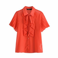Load image into Gallery viewer, Cascading ruffle Boho Chic blouse
