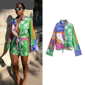 Green relax boho Casual Blouse