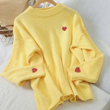 Load image into Gallery viewer, oversized sweater Embroidery Heart
