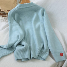 Load image into Gallery viewer, oversized sweater Embroidery Heart

