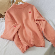 Load image into Gallery viewer, oversized sweater Embroidery Heart
