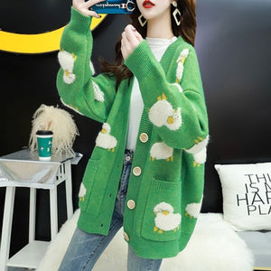 Women Animal zoo  Knitted Sweater Cardigan