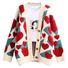 Load image into Gallery viewer, Hearts vintage  oversized cardigan
