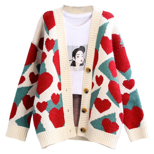Hearts vintage  oversized cardigan