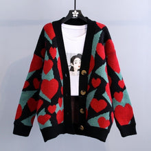 Load image into Gallery viewer, Hearts vintage  oversized cardigan
