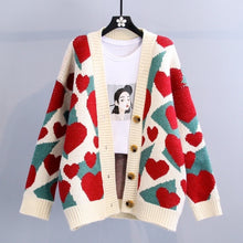 Load image into Gallery viewer, Hearts vintage  oversized cardigan
