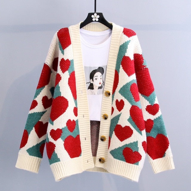Hearts vintage  oversized cardigan