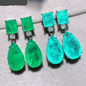 Silver  Tourmaline Emerald  Earrings