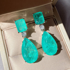Silver  Tourmaline Emerald  Earrings